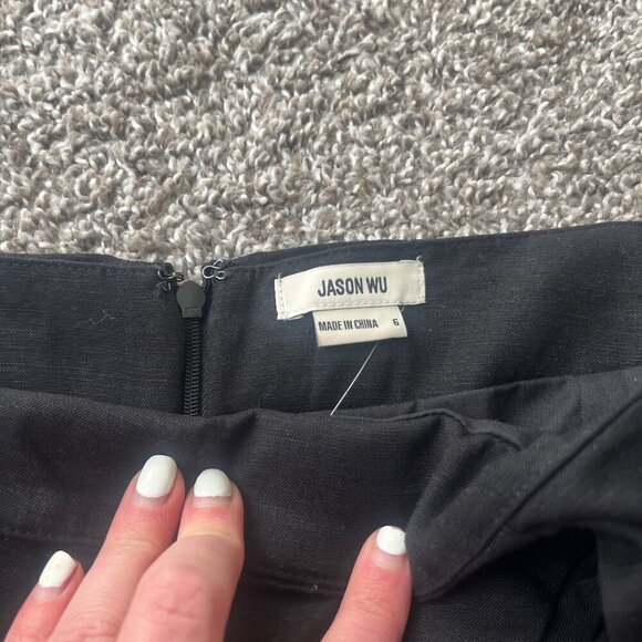 NWT JASON WU Wrap Skirt and Top Crop Seashell Sequin Trim Black Set, 6 - Picture 9 of 10